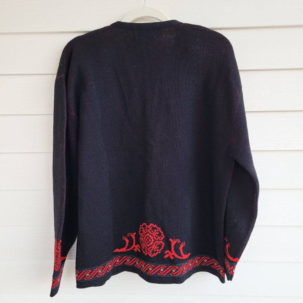 Vintage 90s Pendleton 100% Virgin Wool red and black Cardigan sweater USA - Picture 5 of 5